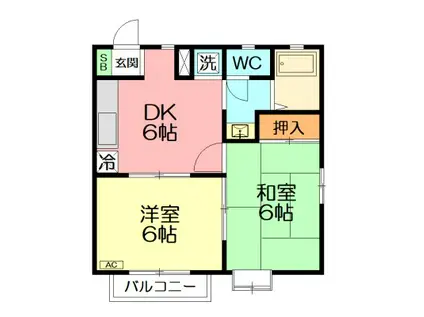 ネピア湘南(2DK/1階)の間取り写真