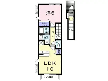 サニーヒルズ・オカベ(1LDK/2階)の間取り写真