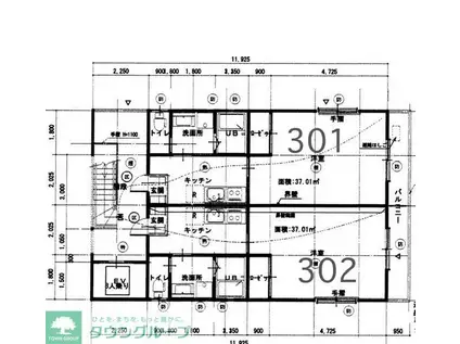 ベルサード(1K/2階)の間取り写真