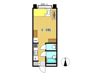 18番館(ワンルーム/1階)の間取り写真