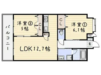 リード大手町(2LDK/10階)の間取り写真
