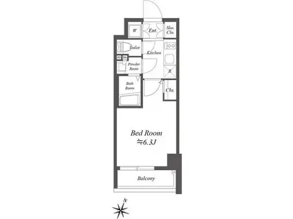グランパセオ笹塚(1K/2階)の間取り写真