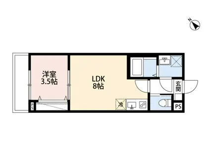 ROBOT HOME 弁天(1LDK/1階)の間取り写真