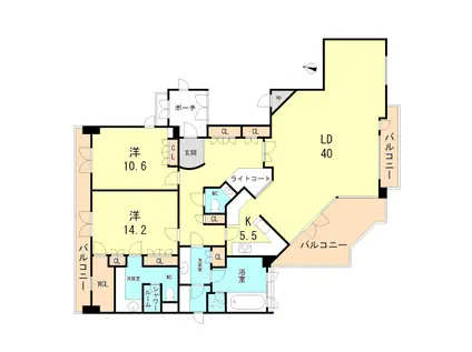 ピュールエクセランス芦屋(2LDK/3階)の間取り写真