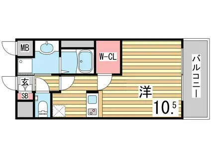 プレサンスKOBEティアラ(1K/9階)の間取り写真