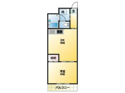 モンシャトー北新宿(1DK/2階)の間取り写真