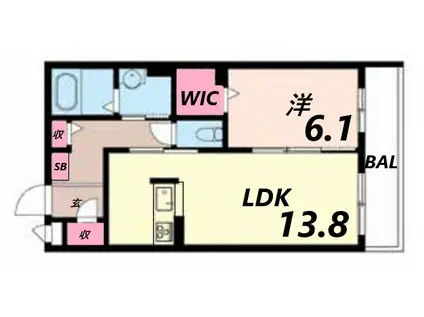 サザンクロスII(1LDK/2階)の間取り写真