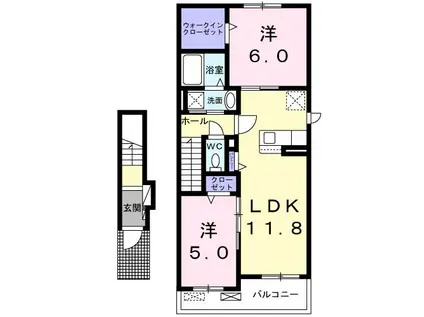 綾織ガーデンプレイス(2LDK/2階)の間取り写真