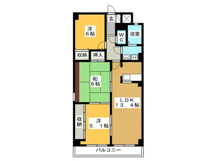 ラビータ新城(3LDK/3階)の間取り写真