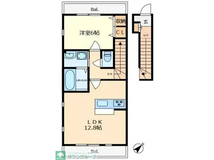 SWEET HOMEII(1LDK/2階)の間取り写真