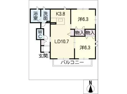 ソレイユ(2LDK/1階)の間取り写真