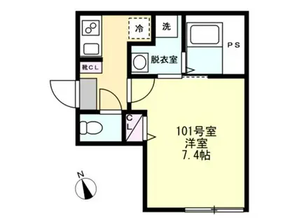 ベイルーム藤沢長後(1K/1階)の間取り写真