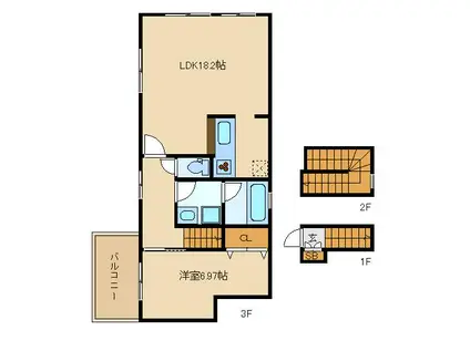 Rフォレスト赤塚(1LDK/3階)の間取り写真