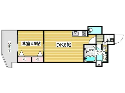 エステムコート三宮駅前Ⅱアデシオン(1LDK/10階)の間取り写真