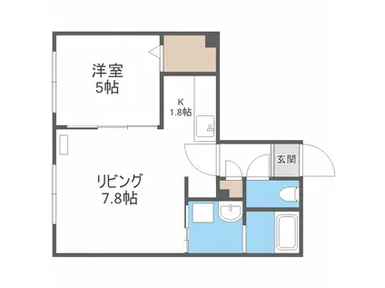 グランメール 北18条駅(1LDK/5階)の間取り写真