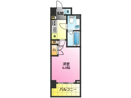 パークキューブ武蔵小杉(1K/10階)の間取り写真