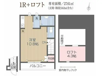 ブエナメゾン福生(ワンルーム/2階)の間取り写真