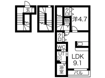 協和II(1LDK/3階)の間取り写真