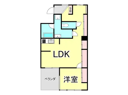 イスズハイツベル芦屋パートII(1LDK/1階)の間取り写真
