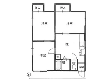 種野ハイツ(3DK/1階)の間取り写真