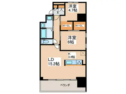 リーラ横浜川和町(2LDK/1階)の間取り写真