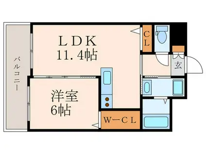 サンシャイン熊本(1LDK/5階)の間取り写真