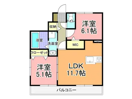 ルミエールブランシュ(2LDK/1階)の間取り写真