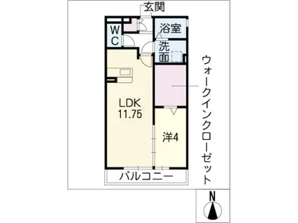 アムール(1LDK/2階)の間取り写真