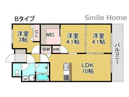 メゾンAメッツ(3LDK/4階)の間取り写真