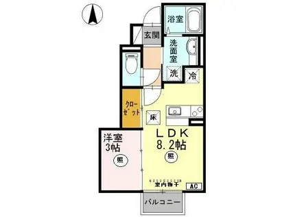 フリーデン大宮(1LDK/1階)の間取り写真