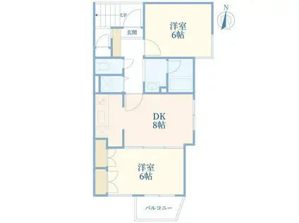 カーサピアンタ(2DK/2階)の間取り写真