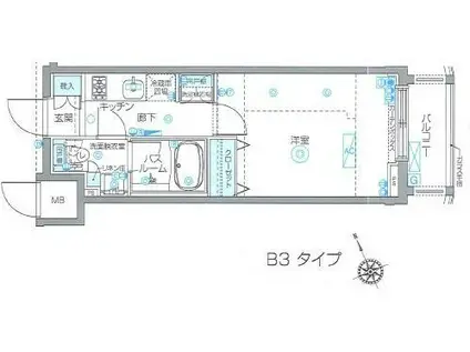 ZOOM恵比寿(1K/7階)の間取り写真