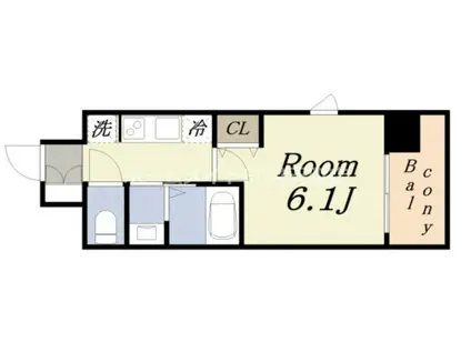 エステムコート難波ウエスト-SIDEVIグラッド(1K/5階)の間取り写真