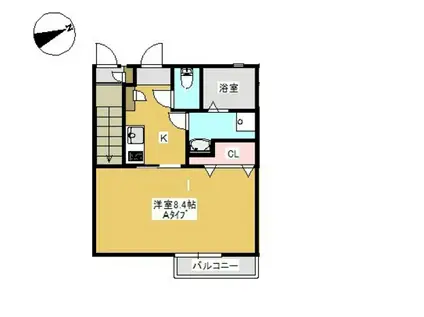 ハピネス(1K/1階)の間取り写真