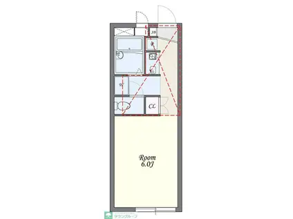 ヴィラ三橋(1K/2階)の間取り写真