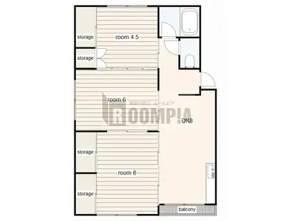 朝霧ビル(3DK/4階)の間取り写真