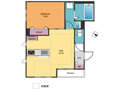 アーバンクレスト(1LDK/1階)の間取り写真