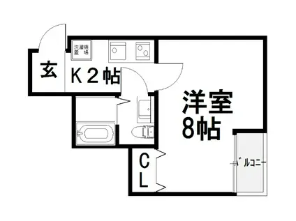 リエール円町(1K/2階)の間取り写真