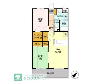 グランデージ長浦(2LDK/1階)の間取り写真