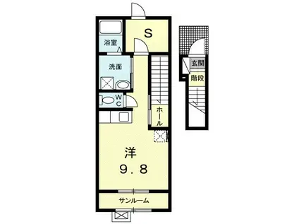 ブラン・グラース(ワンルーム/2階)の間取り写真