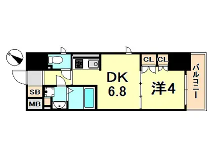 プラネソシエ神戸元町(1DK/3階)の間取り写真