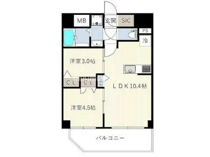 エスリードレジデンス ザ・グラン南堀江(2LDK/9階)の間取り写真