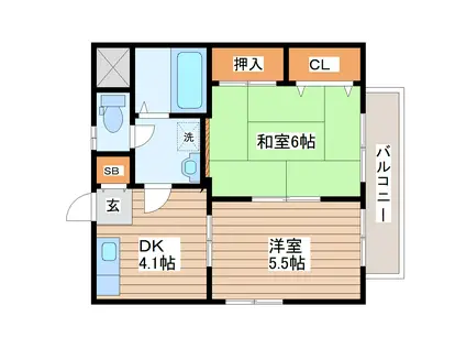 タスミア・ハイツ(2K/1階)の間取り写真