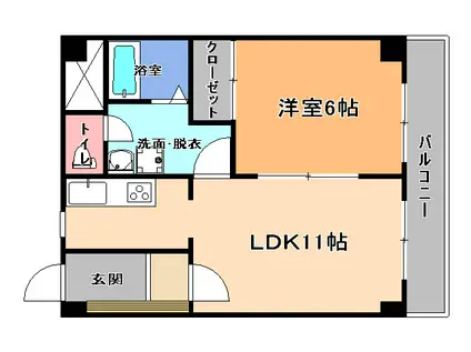 シャングリラ今泉(1LDK/4階)の間取り写真