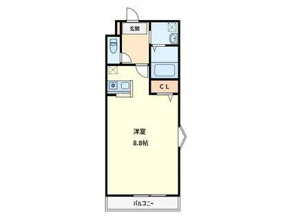 エスポワール参番館(1K/1階)の間取り写真