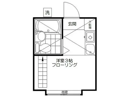 グローバルハイツ(1K/2階)の間取り写真