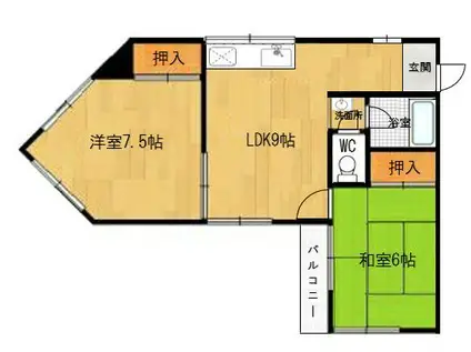 林コーポ(2LDK/2階)の間取り写真