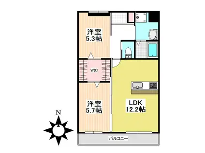 CASA FELICE(2LDK/2階)の間取り写真