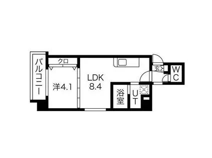 クラッセ北大前III(1LDK/3階)の間取り写真