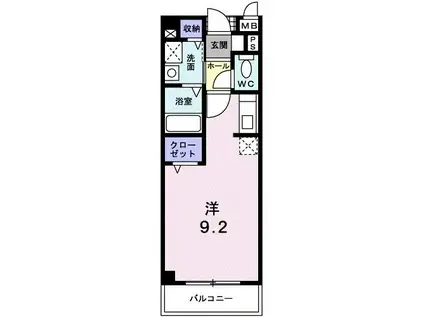 レールサイド木村(ワンルーム/2階)の間取り写真